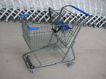 Do estilo do supermercado revelação do trole da compra, carrinho de compras do metal do fio